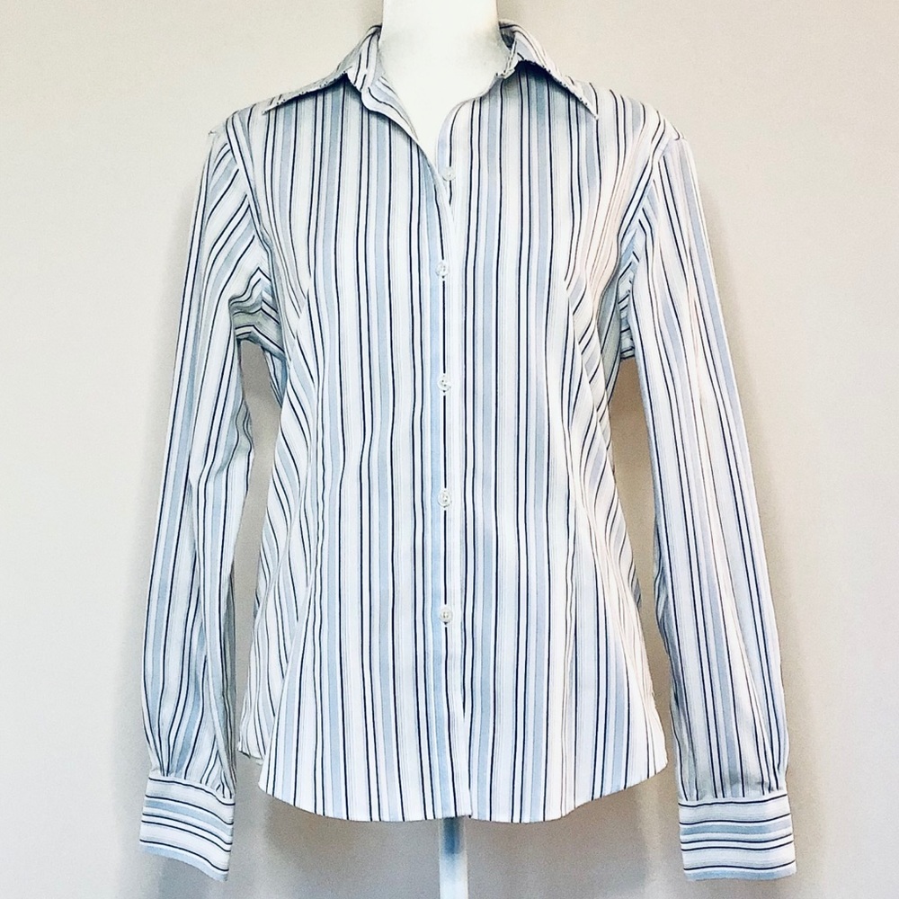 BROOKS BROTHERS Non-Iron Blue Striped Shirt Size 4